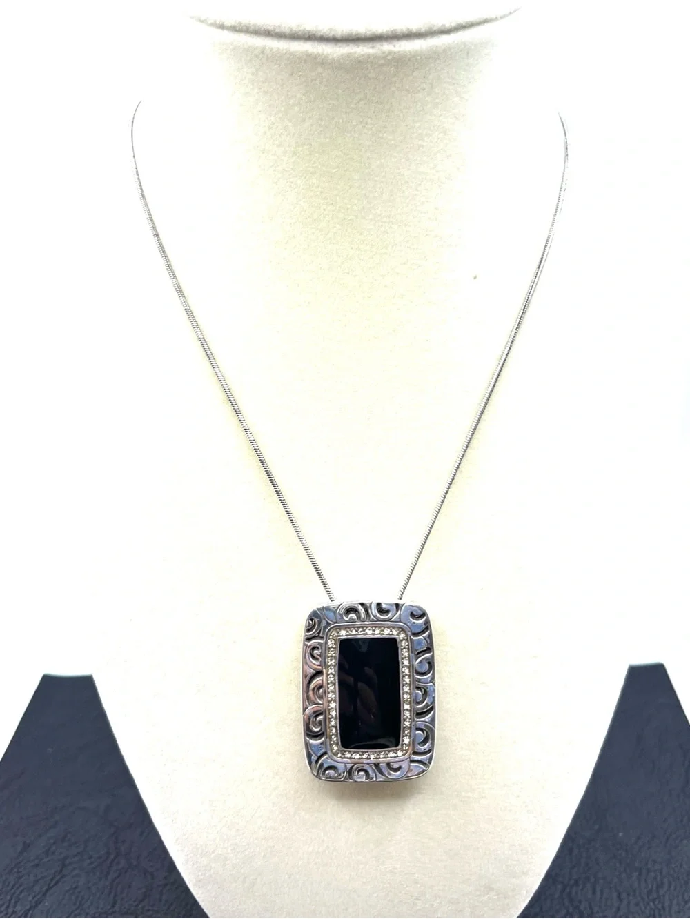 Brighton Rhythms Reversible Necklace Rectangle Pendant Black a